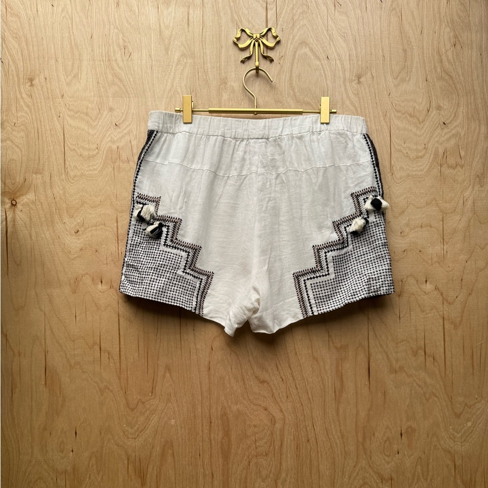 J CREW COLLECTION Mixed Matelasse Linen Shorts White M - Picture 7 of 9